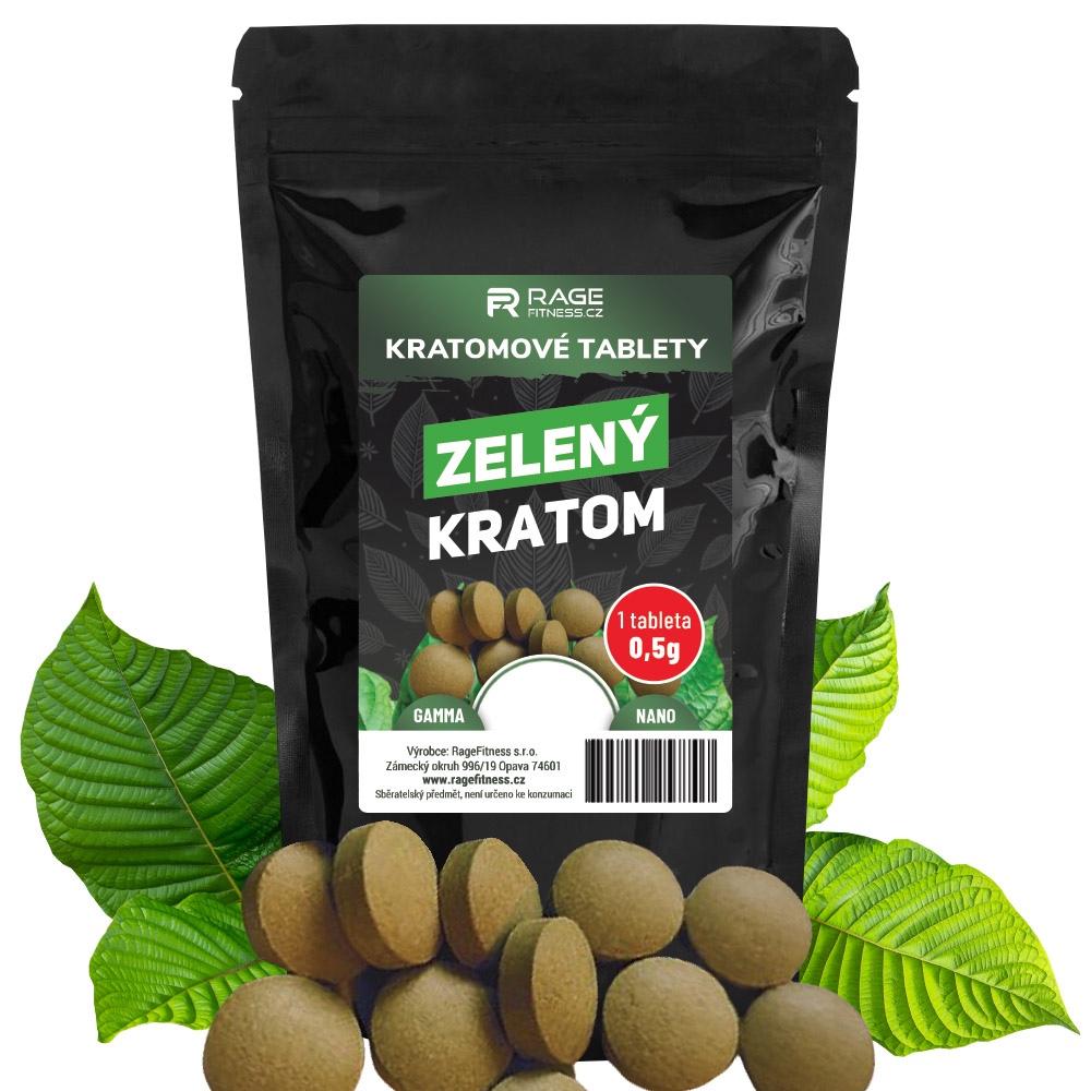 Rage Fitness Zelené kratomové tablety 0,5g/tab. 100 + 20 tablet zdarma