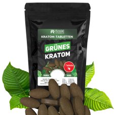Grünes Kratom Tabletten 1g/tab.
