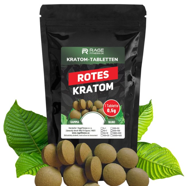 Rotes Kratom Tabletten 0,5g/tab. - Tablety: 10 + 2 tabletten gratis