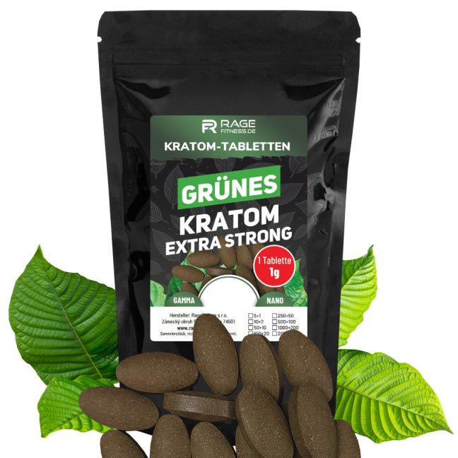 Grünes-Kratom-Extra strong tabletten 1g/tab.