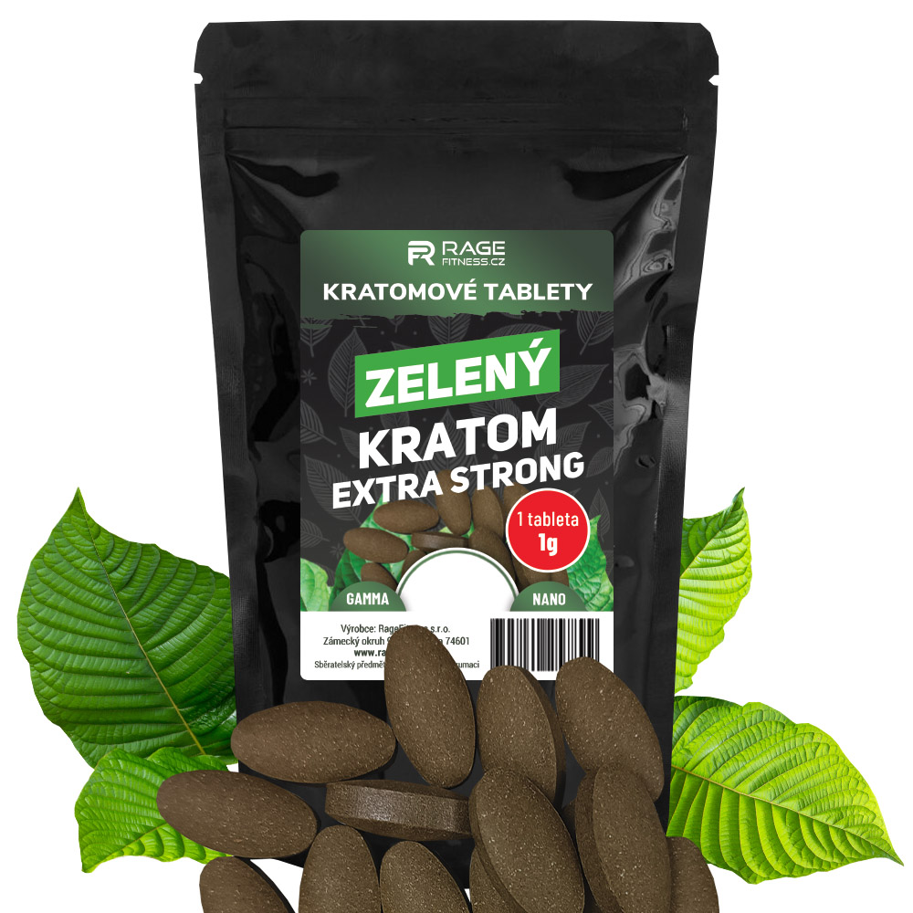 Rage Fitness Zelené kratomové tablety extra strong 1g/tab. 500 + 100 tablet zdarma