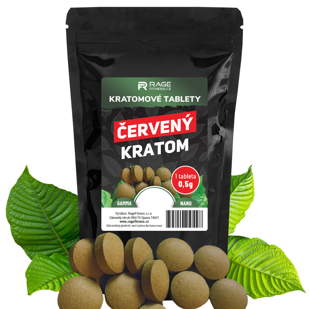 Rage Fitness Červené kratomové tablety 0,5g/tab. 500 + 100 tablet zdarma